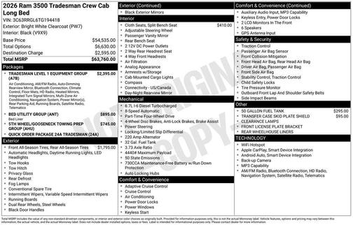 Bright White Clearcoat 2026 RAM 3500 Tradesman