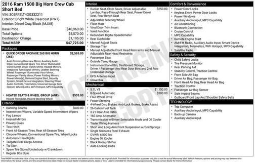 Bright White Clearcoat 2016 RAM 1500 Big Horn