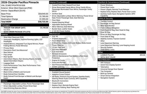 2026 Chrysler Pacifica Pinnacle