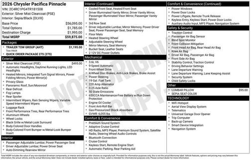 2026 Chrysler Pacifica Pinnacle