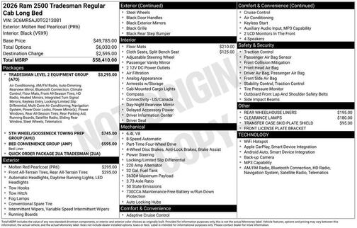 Molten Red Pearlcoat 2026 RAM 2500 Tradesman