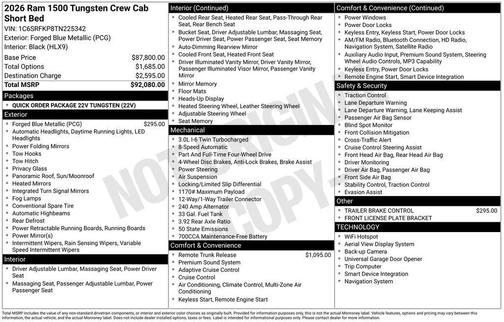2026 RAM 1500 Tungsten