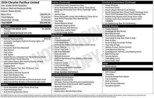 2026 Chrysler Pacifica Limited