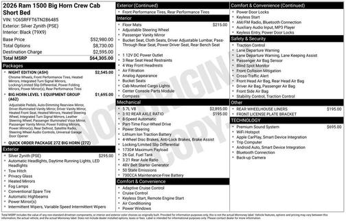 2026 RAM 1500 Big Horn/Lone Star