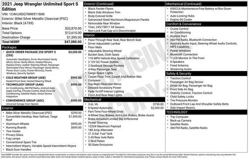 2021 Jeep Wrangler Unlimited Sport