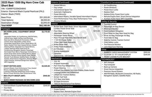 2025 RAM 1500 Big Horn/Lone Star