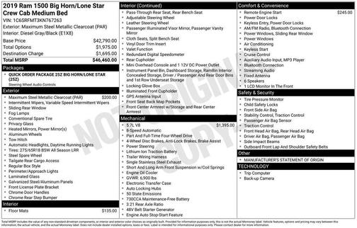 Maximum Steel Metallic 2019 RAM 1500 Big Horn