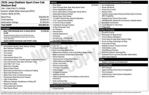 2026 Jeep Gladiator Sport