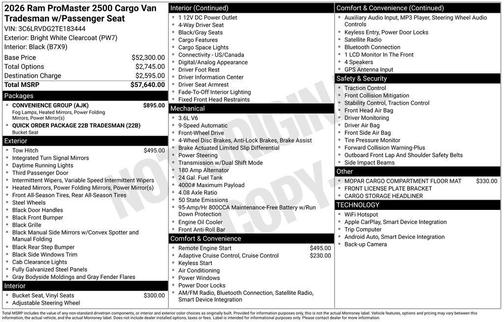 Bright White Clearcoat 2026 RAM ProMaster 2500 High Roof