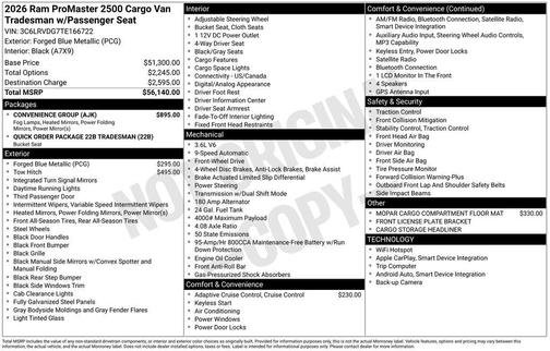 2026 RAM ProMaster 2500 High Roof