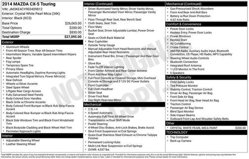 Crystal White Pearl Mica 2014 Mazda CX-5 Touring