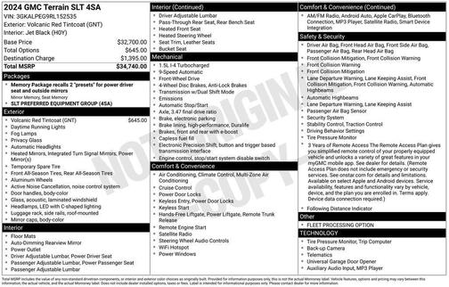 Volcanic Red 2024 GMC Terrain SLT