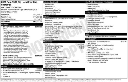 Diamond Black 2026 RAM 1500 Big Horn/Lone Star
