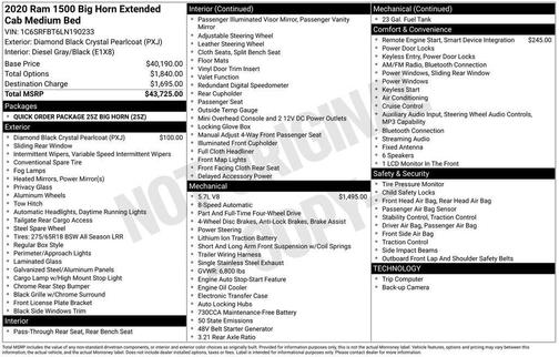 2020 RAM 1500 Big Horn