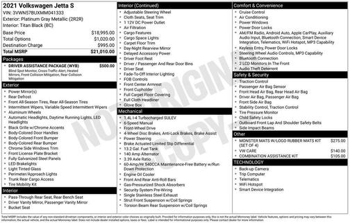 2021 Volkswagen Jetta 1.4T S