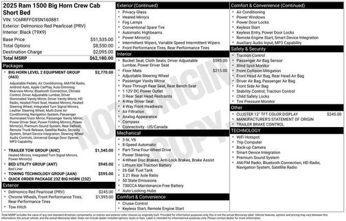 2025 RAM 1500 Big Horn/Lone Star