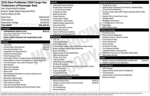 2026 RAM ProMaster 2500 Base