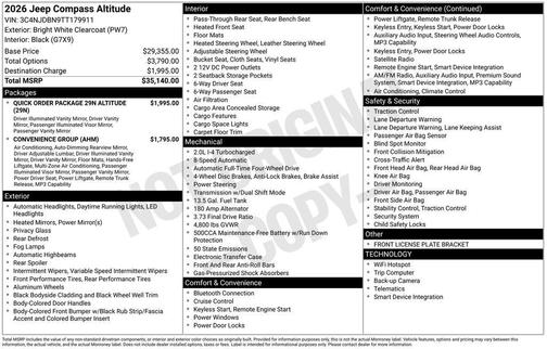 Bright White Clearcoat 2026 Jeep Compass Latitude