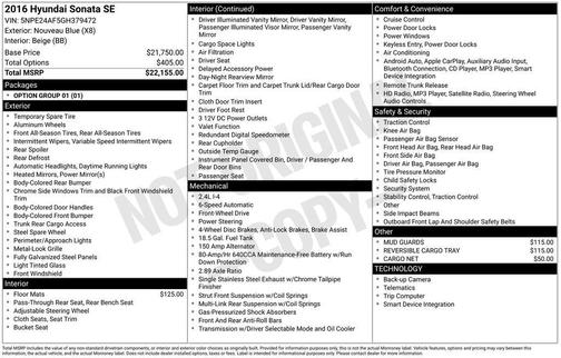 2016 Hyundai SONATA SE