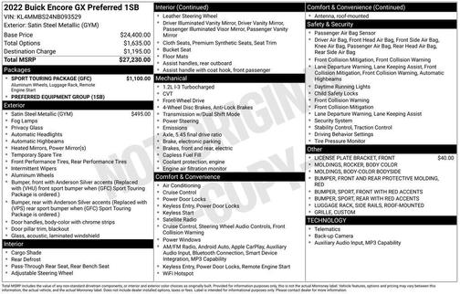 Satin Steel Gray Metallic 2022 Buick Encore GX Preferred