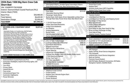 2026 RAM 1500 Big Horn/Lone Star