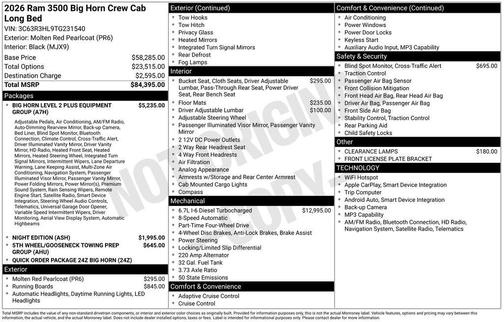 2026 RAM 3500 Big Horn