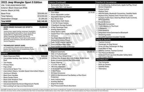 2022 Jeep Wrangler Sport