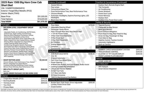 2025 RAM 1500 Big Horn/Lone Star