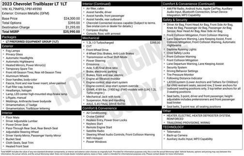 Crimson Metallic 2023 Chevrolet Trailblazer LT