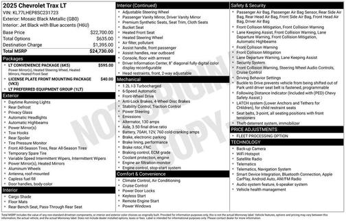 Mosaic Black Metallic 2025 Chevrolet Trax LT