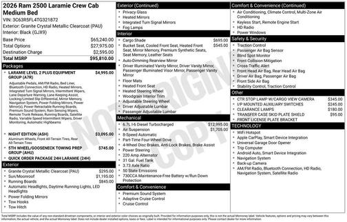 Granite Crystal Clearcoat Metallic 2026 RAM 2500 Laramie