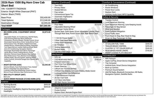2026 RAM 1500 Big Horn/Lone Star
