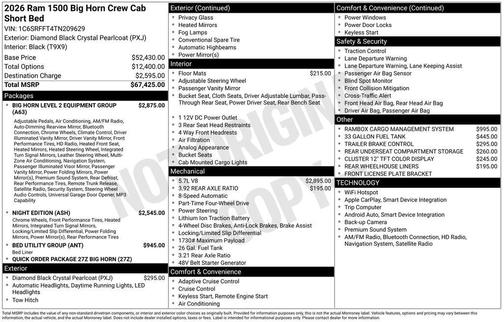 2026 RAM 1500 Big Horn/Lone Star