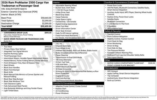 2026 RAM ProMaster 2500 Base