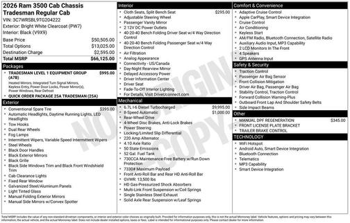Bright White Clearcoat 2026 RAM 3500 Tradesman
