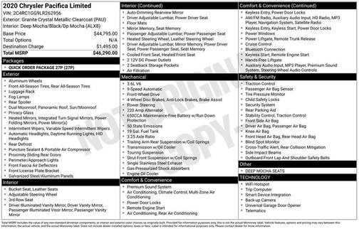 2020 Chrysler Pacifica Limited