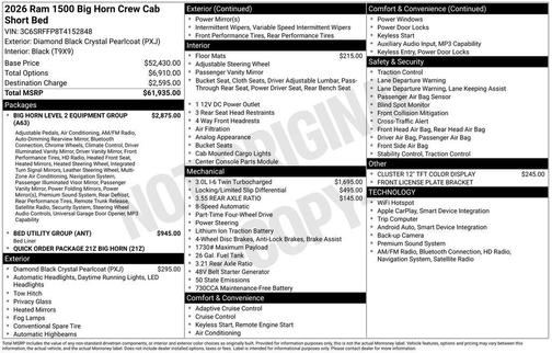 2026 RAM 1500 Big Horn/Lone Star