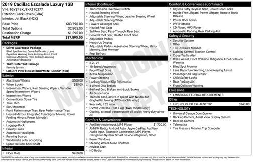 2019 Cadillac Escalade Luxury