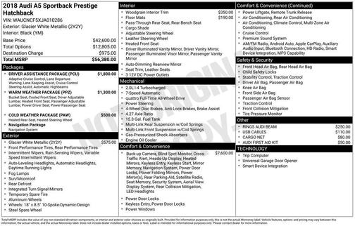 2018 Audi A5 2.0T Prestige