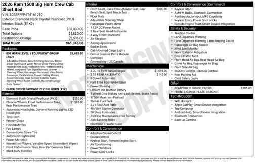 Diamond Black 2026 RAM 1500 Big Horn/Lone Star