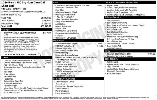 Diamond Black 2026 RAM 1500 Big Horn/Lone Star