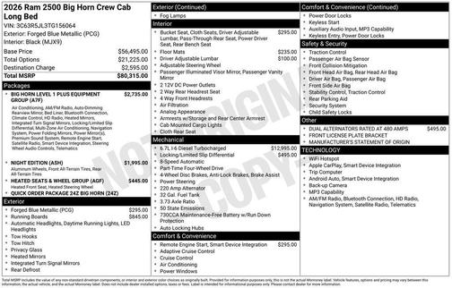 2026 RAM 2500 Big Horn