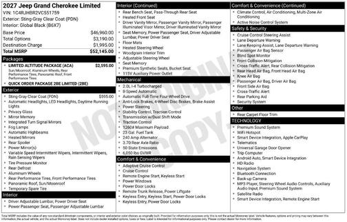 Sting Gray Clearcoat 2027 Jeep Grand Cherokee Limited