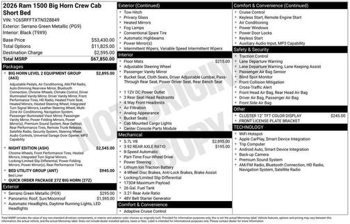 2026 RAM 1500 Big Horn/Lone Star