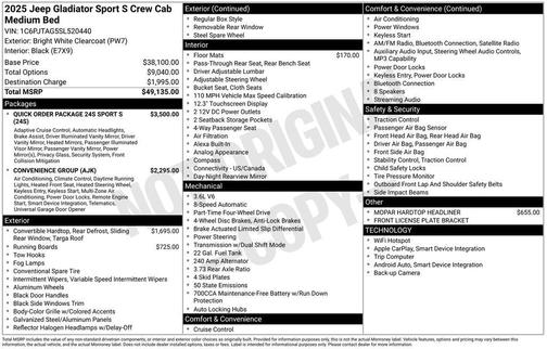 2025 Jeep Gladiator Sport
