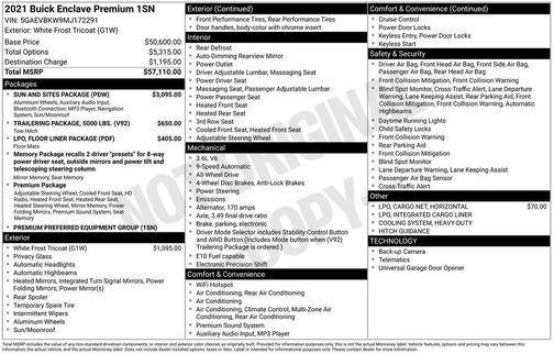 White Frost Tri-Coat 2021 Buick Enclave Premium