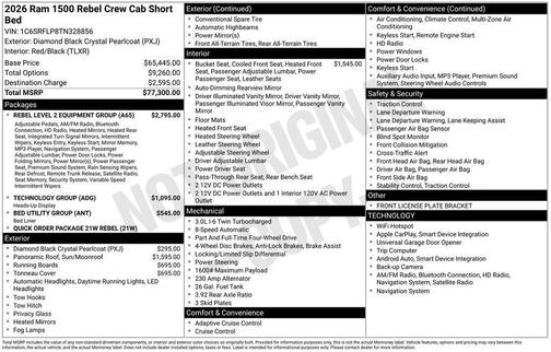Diamond Black 2026 RAM 1500 Rebel