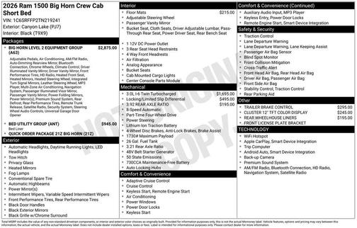 2026 RAM 1500 Big Horn/Lone Star