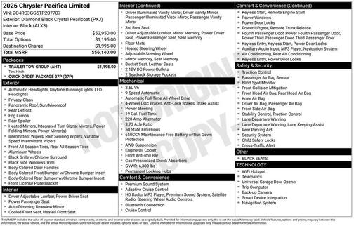 2026 Chrysler Pacifica Limited