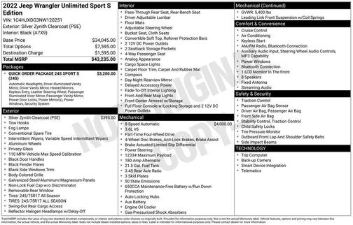 2022 Jeep Wrangler Unlimited Sport